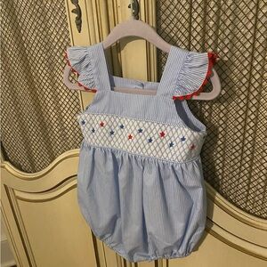 Adorable 24 month patriotic Stitchy Fish smocked bubble